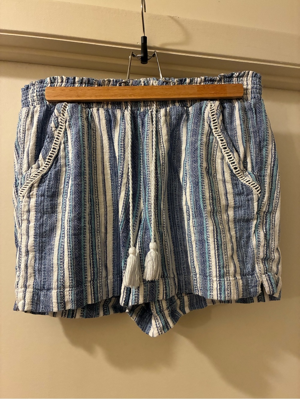 Briggs New York Blue and White Striped Cotton Shorts